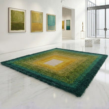 Load image into Gallery viewer, 1970s Mid-Century Modern "Homage to the Square" Shag Rug – Geometric Op-Art Textile / Wall Tapestry tappeto Madinteriorart by Maden