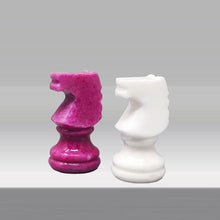 Load image into Gallery viewer, 1970s Stunning Pink and White Chess Set in Volterra Alabaster Handmade Made in Italy Madinteriorart by Maden