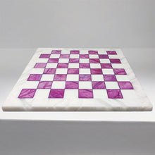 Load image into Gallery viewer, 1970s Stunning Pink and White Chess Set in Volterra Alabaster Handmade Made in Italy Madinteriorart by Maden