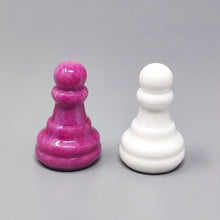 Load image into Gallery viewer, 1970s Stunning Pink and White Chess Set in Volterra Alabaster Handmade Made in Italy Madinteriorart by Maden
