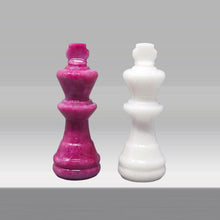 Load image into Gallery viewer, 1970s Stunning Pink and White Chess Set in Volterra Alabaster Handmade Made in Italy Madinteriorart by Maden