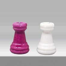 Load image into Gallery viewer, 1970s Stunning Pink and White Chess Set in Volterra Alabaster Handmade Made in Italy Madinteriorart by Maden