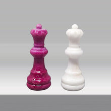 Load image into Gallery viewer, 1970s Stunning Pink and White Chess Set in Volterra Alabaster Handmade Made in Italy Madinteriorart by Maden