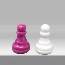 Load image into Gallery viewer, 1970s Stunning Pink and White Chess Set in Volterra Alabaster Handmade Made in Italy Madinteriorart by Maden