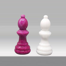Load image into Gallery viewer, 1970s Stunning Pink and White Chess Set in Volterra Alabaster Handmade Made in Italy Madinteriorart by Maden