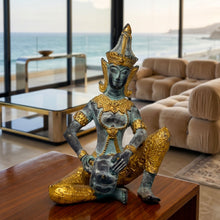 Load image into Gallery viewer, Mid-20th Century Thai Patinated Bronze Deity Musician Statue Madinteriorart by Maden