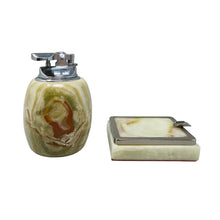 Load image into Gallery viewer, Mid-Century Modern Italian Onyx and Chrome Table Lighter & Ashtray Smoking Set, 1960 Madinteriorart by Maden