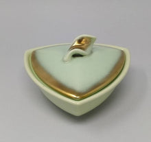 Load image into Gallery viewer, 1950s Vintage French Stunnig Ceramic Box in Gold and Aquamarine colors - Madinteriorart by Maden