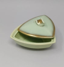 Load image into Gallery viewer, 1950s Vintage French Stunnig Ceramic Box in Gold and Aquamarine colors - Madinteriorart by Maden
