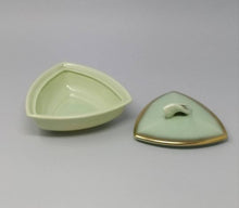 Load image into Gallery viewer, 1950s Vintage French Stunnig Ceramic Box in Gold and Aquamarine colors - Madinteriorart by Maden