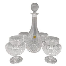 Load image into Gallery viewer, 1960s Elegant Italian Mid Century Vintage Crystal Decanter with 6 Crystal Glasses Madinteriorart by Maden