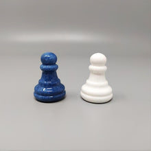 Load image into Gallery viewer, 1970s Elegant Blue and White Chess Set in Volterra Alabaster Handmade. Made in Italy Madinteriorart by Maden