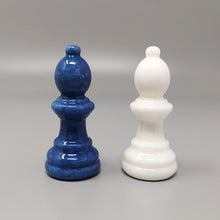 Load image into Gallery viewer, 1970s Elegant Blue and White Chess Set in Volterra Alabaster Handmade. Made in Italy Madinteriorart by Maden