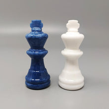 Load image into Gallery viewer, 1970s Elegant Blue and White Chess Set in Volterra Alabaster Handmade. Made in Italy Madinteriorart by Maden
