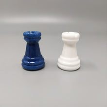 Load image into Gallery viewer, 1970s Elegant Blue and White Chess Set in Volterra Alabaster Handmade. Made in Italy Madinteriorart by Maden