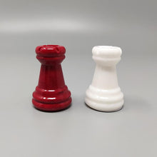 Load image into Gallery viewer, 1970s Elegant Red and White Chess Set in Volterra Alabaster Handmade. Made in Italy Madinteriorart by Maden