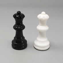 Load image into Gallery viewer, 1970s Gorgeous Black and White Chess Set in Volterra Alabaster Handmade Made in Italy Madinteriorart by Maden