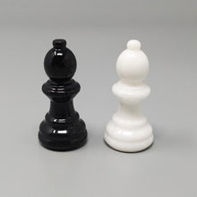 Load image into Gallery viewer, 1970s Gorgeous Black and White Chess Set in Volterra Alabaster Handmade Made in Italy Madinteriorart by Maden