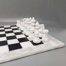 Load image into Gallery viewer, 1970s Gorgeous Black and White Chess Set in Volterra Alabaster Handmade Made in Italy Madinteriorart by Maden