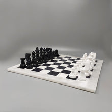 Load image into Gallery viewer, 1970s Gorgeous Black and White Chess Set in Volterra Alabaster Handmade Made in Italy Madinteriorart by Maden