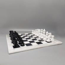 Load image into Gallery viewer, 1970s Gorgeous Black and White Chess Set in Volterra Alabaster Handmade Made in Italy Madinteriorart by Maden