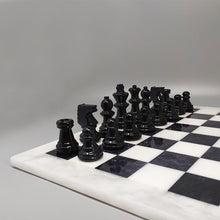 Load image into Gallery viewer, 1970s Gorgeous Black and White Chess Set in Volterra Alabaster Handmade Made in Italy Madinteriorart by Maden