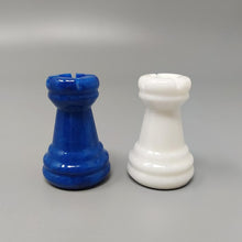 Load image into Gallery viewer, 1970s Gorgeous Blue and White Chess Set in Volterra Alabaster Handmade. Made in Italy Madinteriorart by Maden
