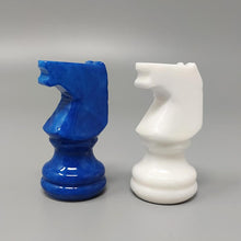 Load image into Gallery viewer, 1970s Gorgeous Blue and White Chess Set in Volterra Alabaster Handmade. Made in Italy Madinteriorart by Maden