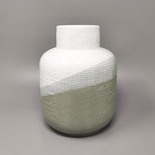 Load image into Gallery viewer, 1970s Gorgeous Green And White Vase in Ceramic by F.lli Brambilla. Made in Italy Madinteriorartshop by Maden