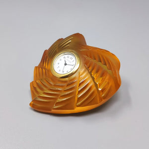 1990s Astonishing Amber Clock by Lalique in Crystal. Made in France Madinteriorart by Maden
