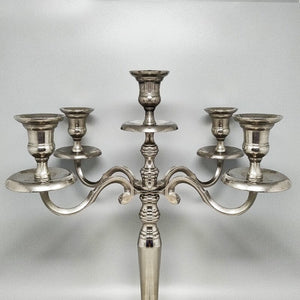 1950s Stunning Candelabra for Five Candles in Stainless Steel. Handmade. Made in Italy Madinteriorart by Maden