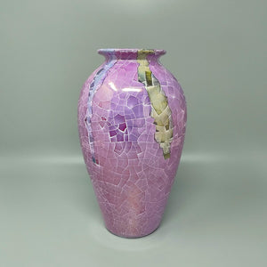 1960s Astonishing Giuseppe Locci Polycrome Craquelé Vase in Sardinian Ceramic. Made in Italy Madinteriorartshop by Maden