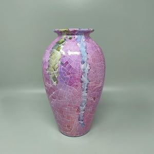 1960s Astonishing Giuseppe Locci Polycrome Craquelé Vase in Sardinian Ceramic. Made in Italy Madinteriorartshop by Maden