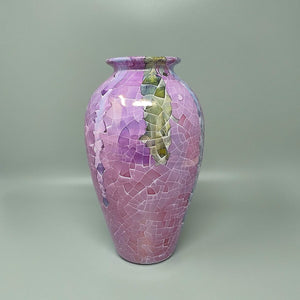 1960s Astonishing Giuseppe Locci Polycrome Craquelé Vase in Sardinian Ceramic. Made in Italy Madinteriorartshop by Maden