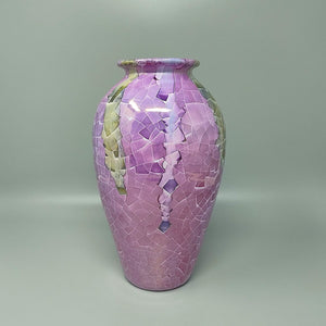 1960s Astonishing Giuseppe Locci Polycrome Craquelé Vase in Sardinian Ceramic. Made in Italy Madinteriorartshop by Maden