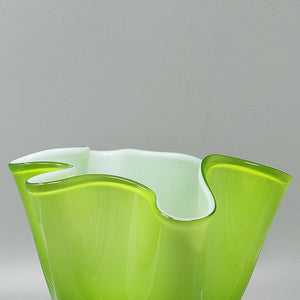 1960s Astonishing Green Vase "Fazzoletto" By Ca' Dei Vetrai in Murano Glass. Made in Italy Madinteriorart by Maden