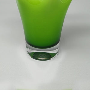 1960s Astonishing Green Vase "Fazzoletto" By Ca' Dei Vetrai in Murano Glass. Made in Italy Madinteriorart by Maden