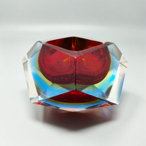 1960s Astonishing Red and Blue Ashtray or Catchall By Flavio Poli for Seguso. Made in Italy Madinteriorart by Maden