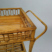 Load image into Gallery viewer, 1960s Gorgeous Bamboo &amp; Rattan Serving Bar Cart Trolley by Franco Albini. Made in Italy Madinteriorart by Maden
