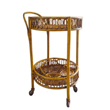 Load image into Gallery viewer, 1960s Gorgeous Bamboo &amp; Rattan Serving Bar Cart Trolley by Franco Albini. Made in Italy Madinteriorart by Maden
