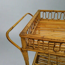 Load image into Gallery viewer, 1960s Gorgeous Bamboo &amp; Rattan Serving Bar Cart Trolley by Franco Albini. Made in Italy Madinteriorart by Maden
