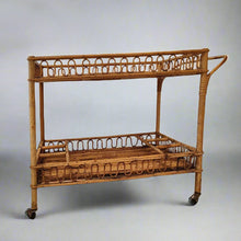 Load image into Gallery viewer, 1960s Gorgeous Bamboo &amp; Rattan Serving Bar Cart Trolley by Franco Albini. Made in Italy Madinteriorart by Maden
