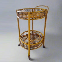 Load image into Gallery viewer, 1960s Gorgeous Bamboo &amp; Rattan Serving Bar Cart Trolley by Franco Albini. Made in Italy Madinteriorart by Maden
