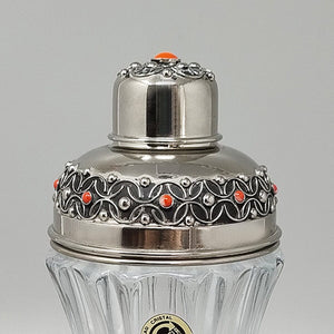 1960s Gorgeous Cut Crystal Cocktail Shaker Decorated With Red Corals. Made in Italy Madinteriorart by Maden