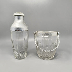 1960s Gorgeous Cut Crystal Cocktail Shaker with Ice Bucket by Arir. Made in Italy. Madinteriorart by Maden