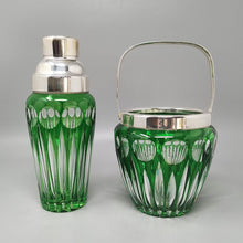 Load image into Gallery viewer, 1960s Gorgeous Green Bohemian Cut Crystal Glass Cocktail Shaker With Ice Bucket. Made in Italy Madinteriorart by Maden
