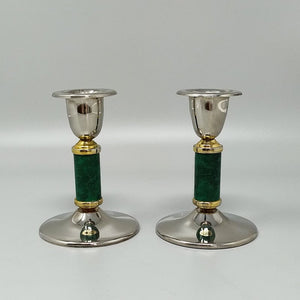 1960s Gorgeous Pair of Green Candle Holders. Made in France Madinteriorart by Maden