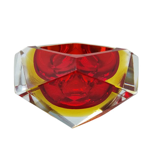 1960s Gorgeous Red and Yellow Ashtray or Catchall by Flavio Poli for Seguso. Made in Italy Madinteriorart by Maden