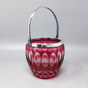 1960s Gorgeous Red Bohemian Cut Crystal Glass Ice Bucket. Made in Italy Madinteriorart by Maden