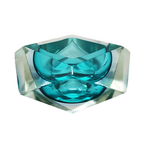 1960s Gorgeous Turquoise Ashtray or Catchall by Flavio Poli for Seguso. Made in Italy Madinteriorart by Maden